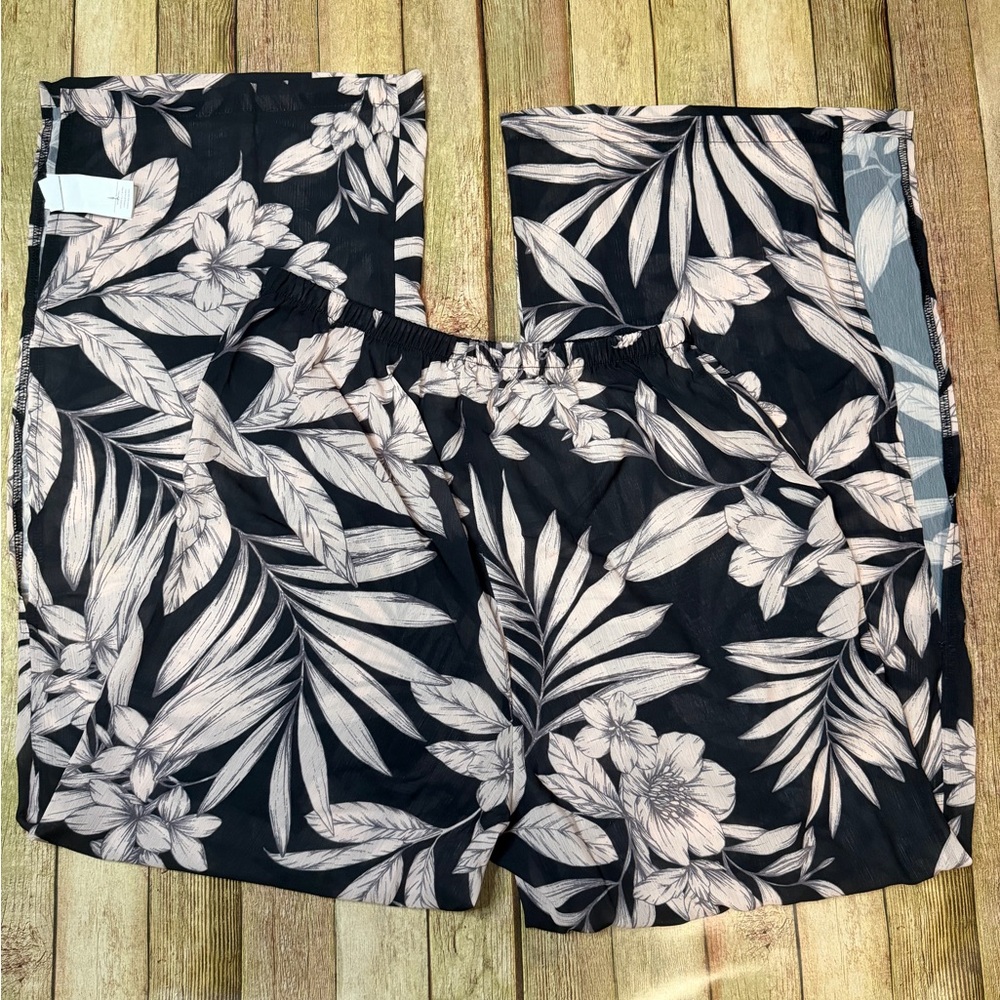 Cupshe Black and White Tropical Floral  Coverup pants